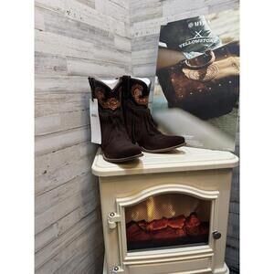 NEW MYRA PHOENIX RISING FRINGE WESTERN BOOTIES IN TAWNY BROWN SIZE 8